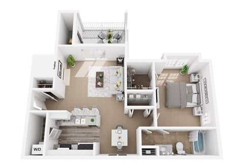 Floor plan for 1 bed, 1 bath, 830 sqft